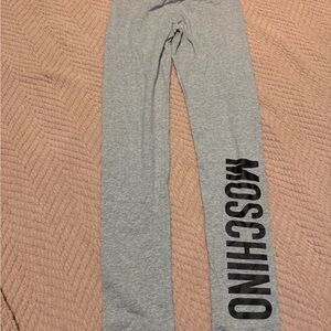 Moschino Grey Leggings with Black Side Logo